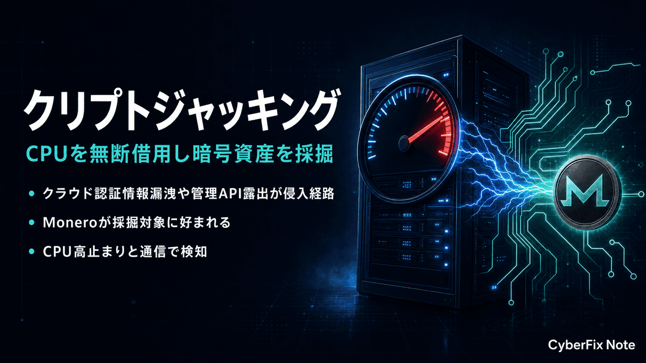 クリプトジャッキングの仕組みと対策。CPUを無断で借用され暗号資産を採掘される攻撃