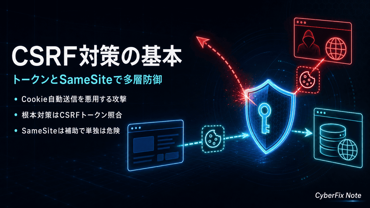 CSRFとは何か。仕組みからトークン・SameSite Cookieによる対策まで実務目線で解説