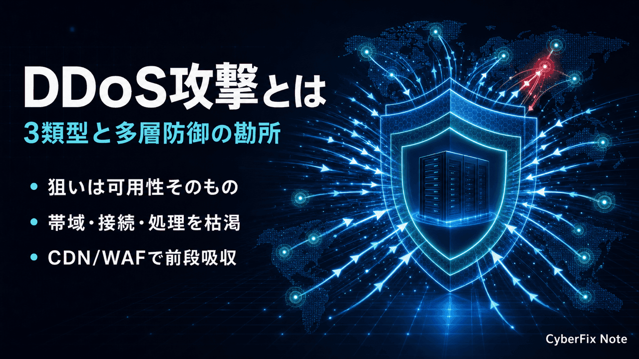 DDoS攻撃とは。ボリューム型・プロトコル型・アプリ層の仕組みと、CDN/WAF/緩和サービスによる対策