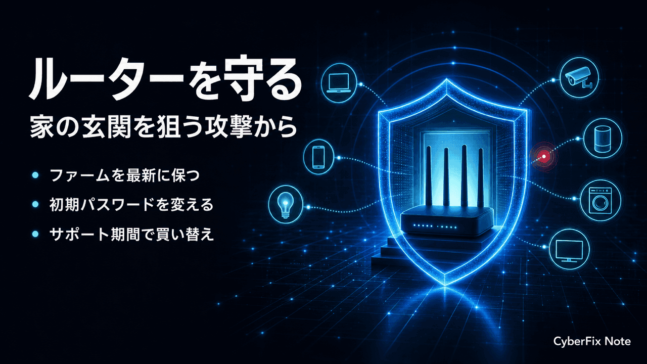 家庭用ルーターのセキュリティと買い替えの目安。ファーム更新・初期パスワード・サポート期間で守る