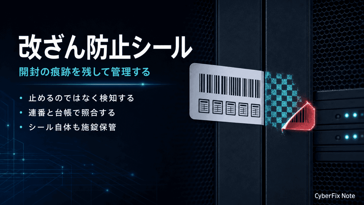改ざん防止シールの選び方。開封の痕跡を残して機器と媒体の封緘を管理する