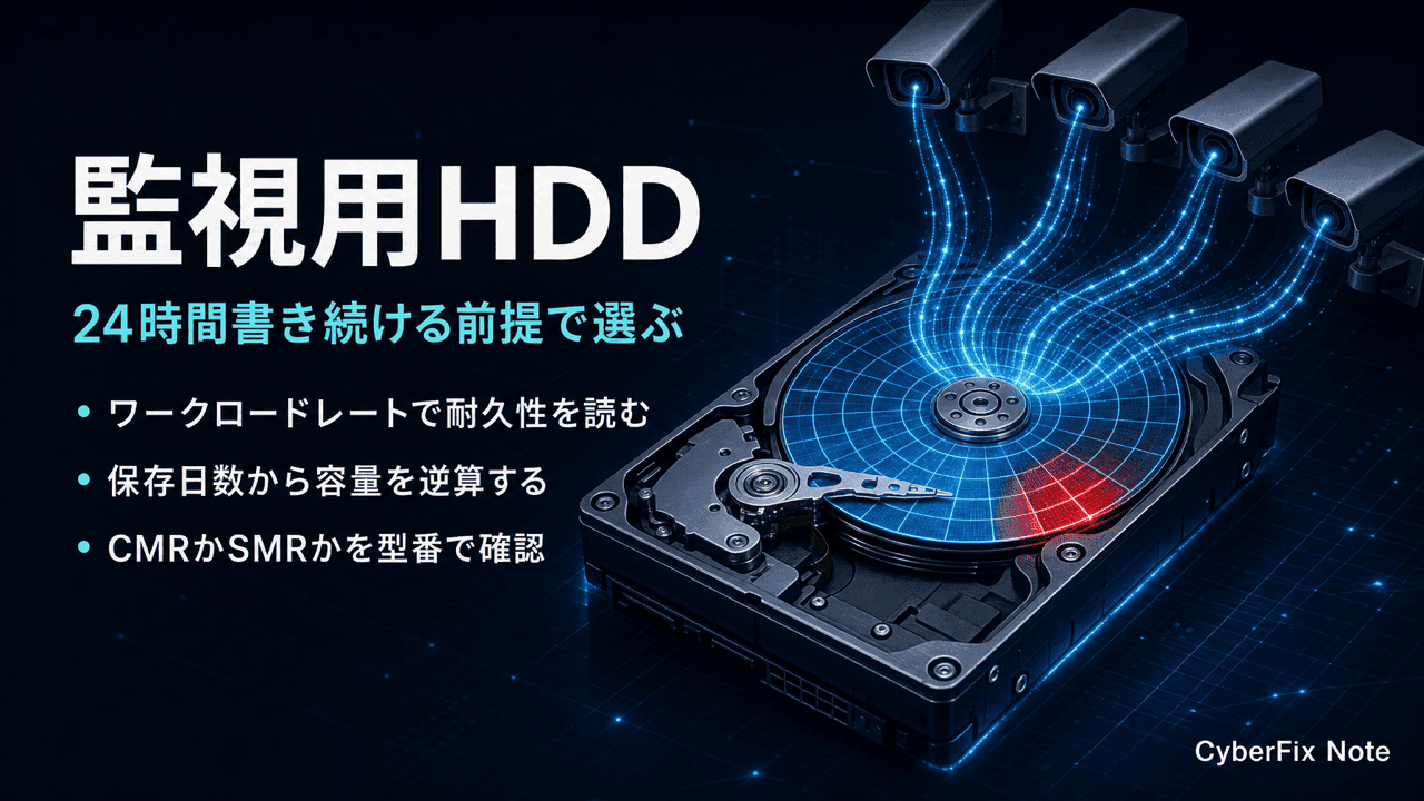 24時間書き続ける前提で見る監視用HDDの選び方