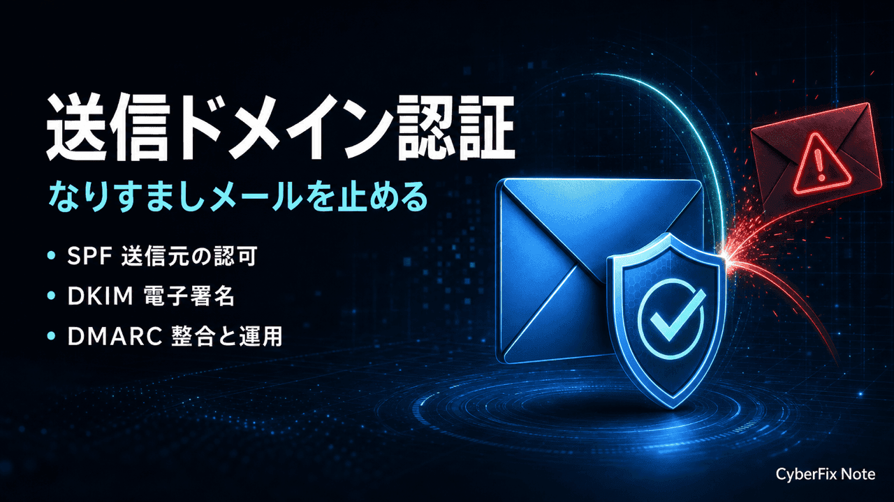 送信ドメイン認証 SPF / DKIM / DMARC。なりすましメールを止める仕組みと段階導入