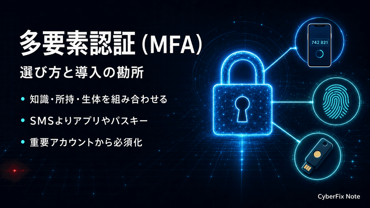 多要素認証（MFA）の選び方と導入の勘所。方式比較から運用まで徹底解説