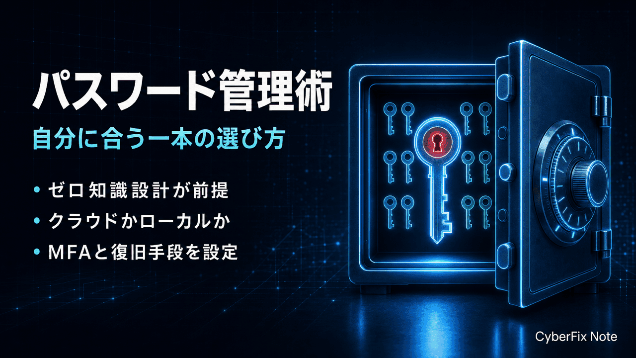 パスワードマネージャーの選び方とおすすめ。方式・同期・共有を実務目線で比較