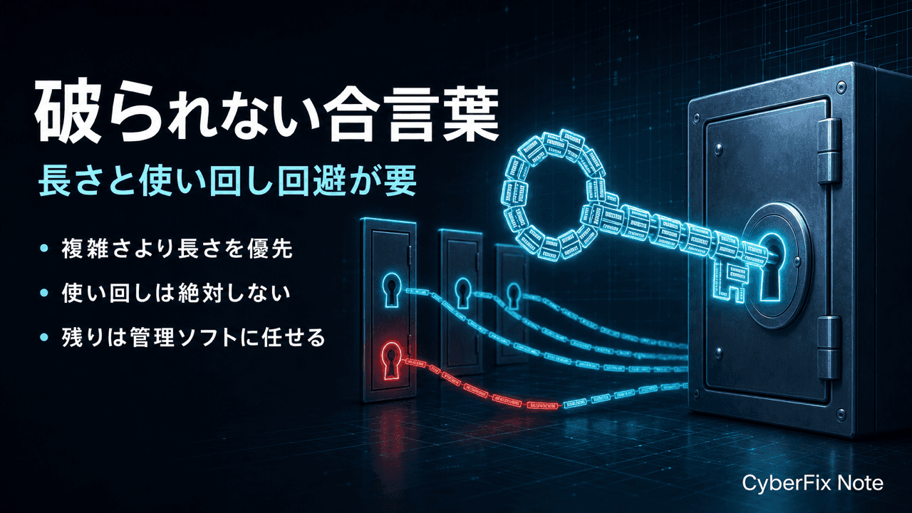 安全なパスワードの作り方と管理。長さ優先・使い回し回避をNISTの考え方から解説