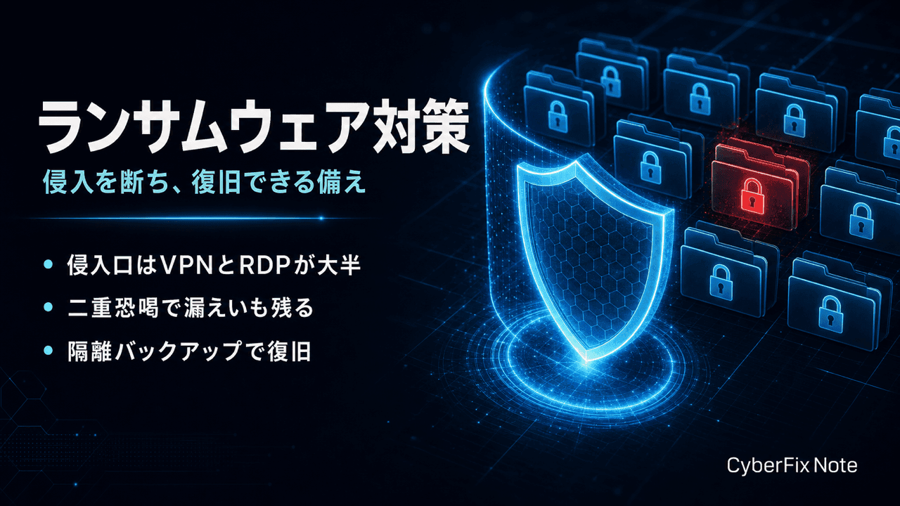 ランサムウェアの感染経路と被害最小化。初期侵入を断ち、復旧できる備えをつくる