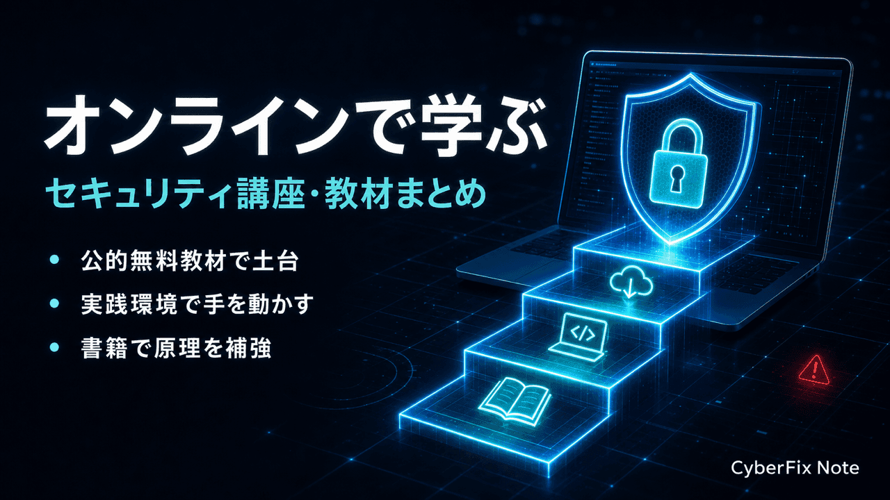 オンラインで学べるセキュリティ講座・教材まとめ。無料の一次情報から実践プラットフォームまで