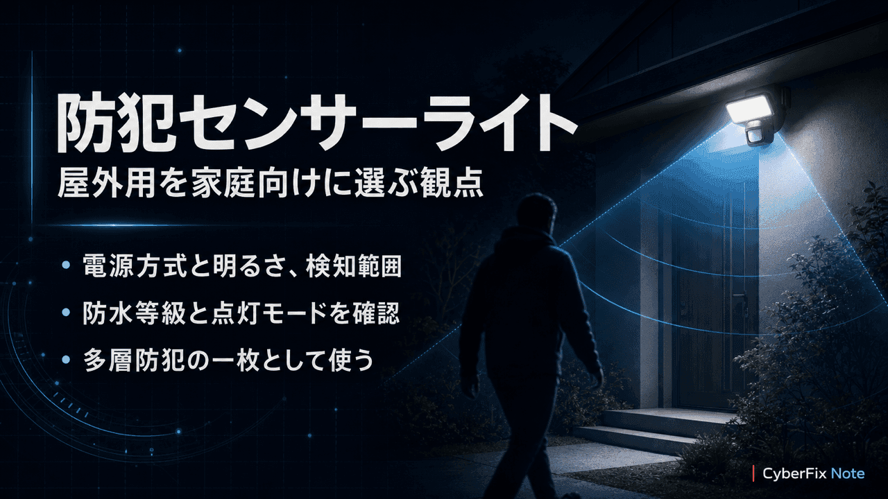 屋外用の防犯センサーライトを家庭向けに選ぶ観点