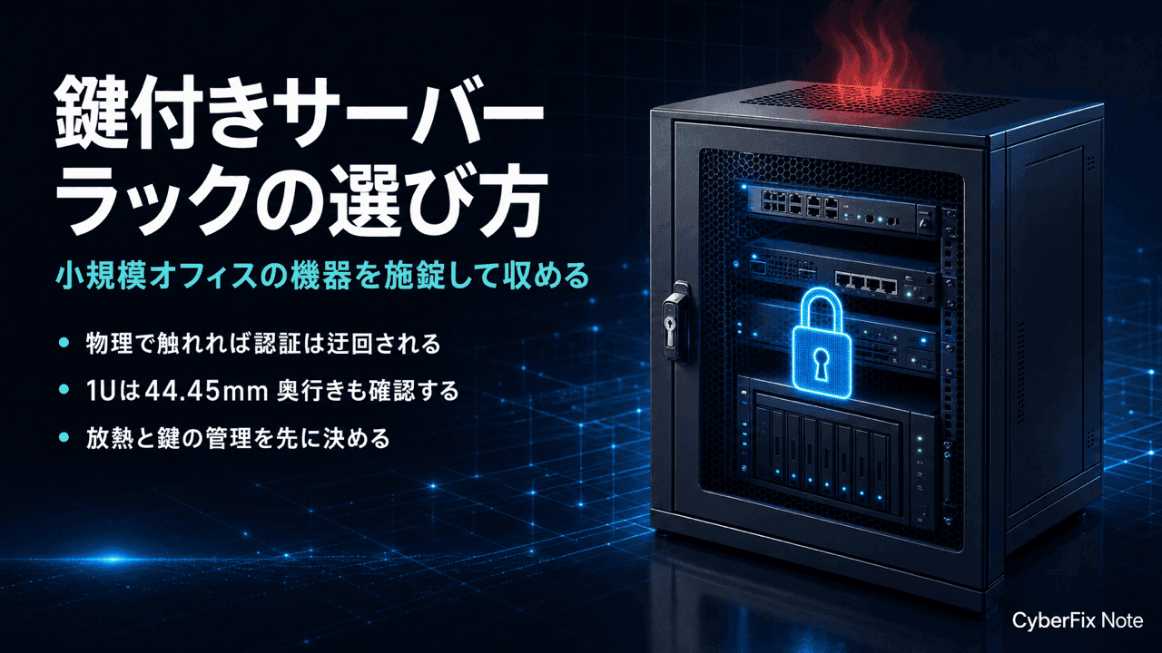 小規模オフィスのネットワーク機器を施錠して収める鍵付きサーバーラックの選び方