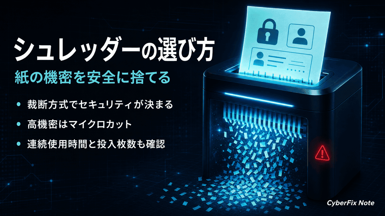 情報漏えいを防ぐシュレッダーの選び方。家庭・オフィスの紙の機密を安全に捨てる