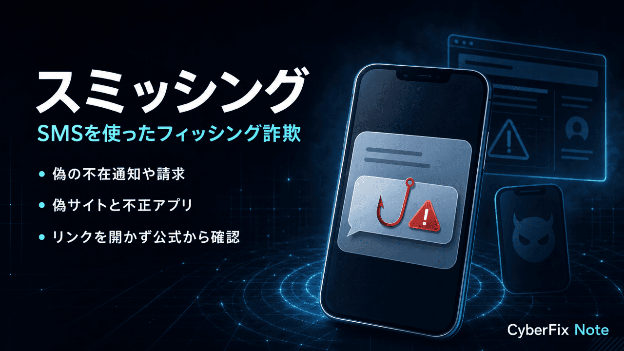 電話番号宛てに届く偽SMSで偽サイトへ誘導するスミッシング