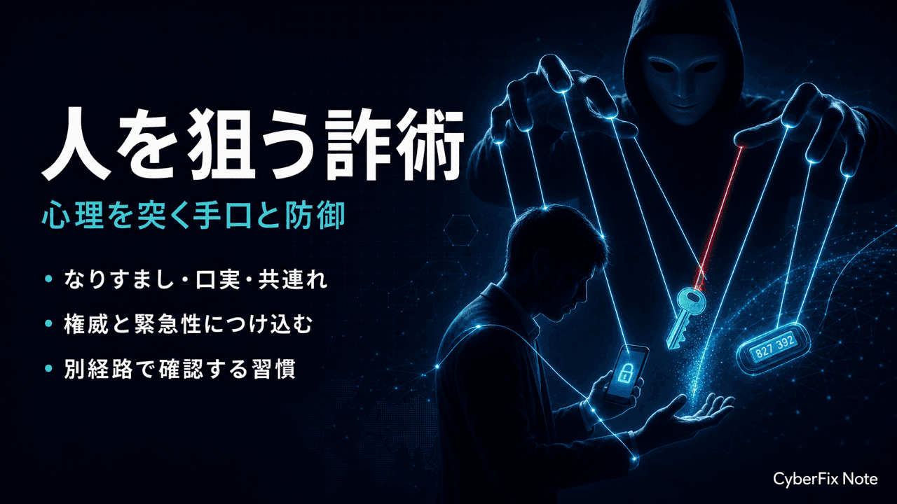 ソーシャルエンジニアリングの手口と対策。なりすまし・プリテキスティング・テールゲーティングを原理から理解する