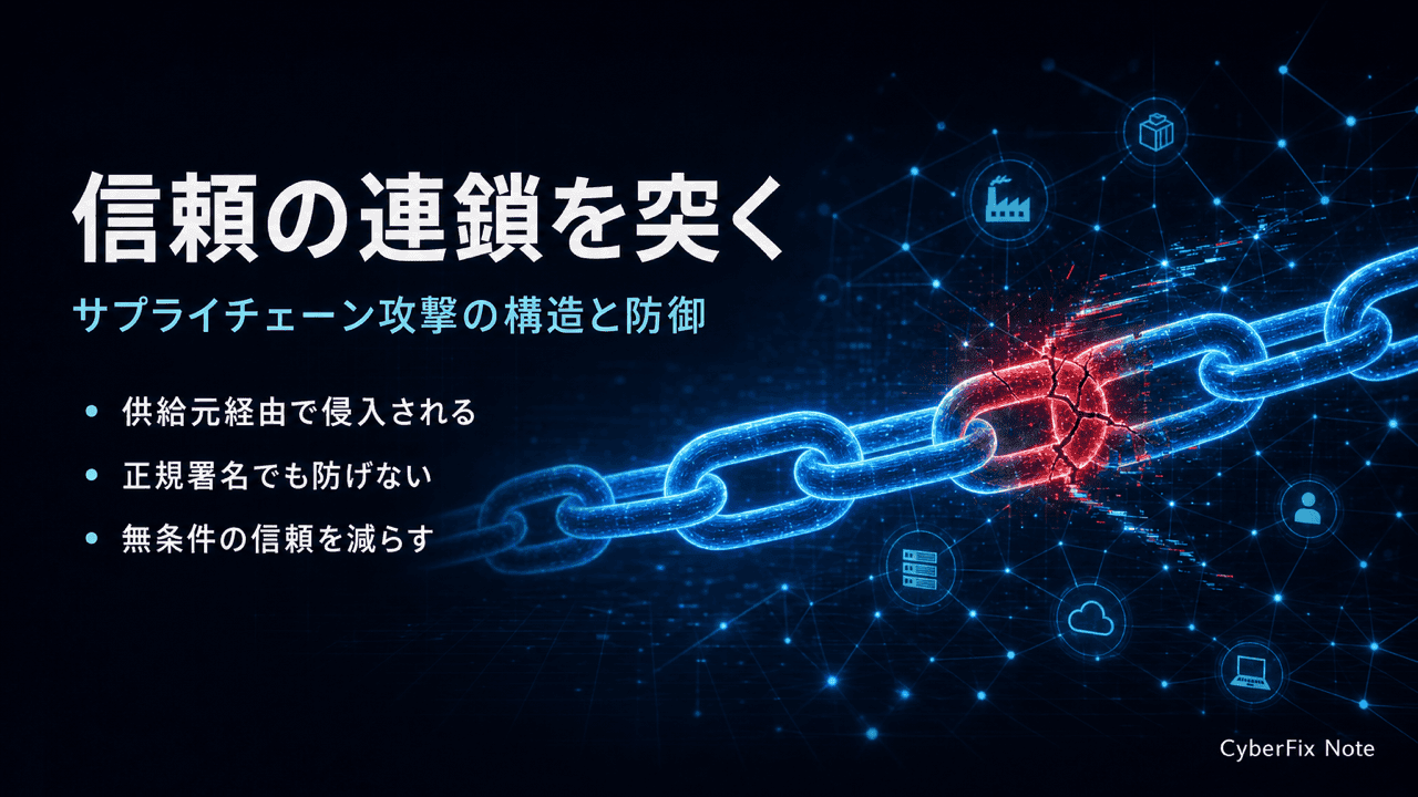 サプライチェーン攻撃の構造と防御の考え方。ソフト・ハード・サービス経由の侵入をどう減らすか