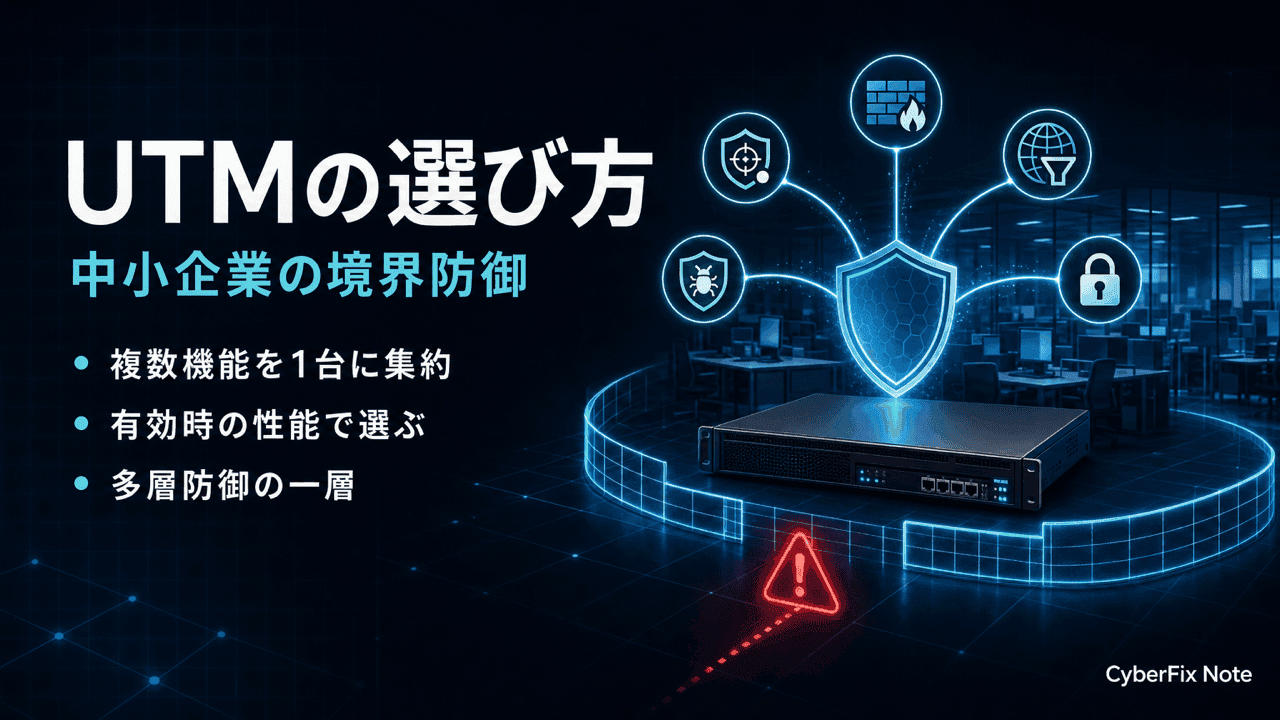 中小企業向けUTMアプライアンスの選び方。境界防御の指標と運用まで整理