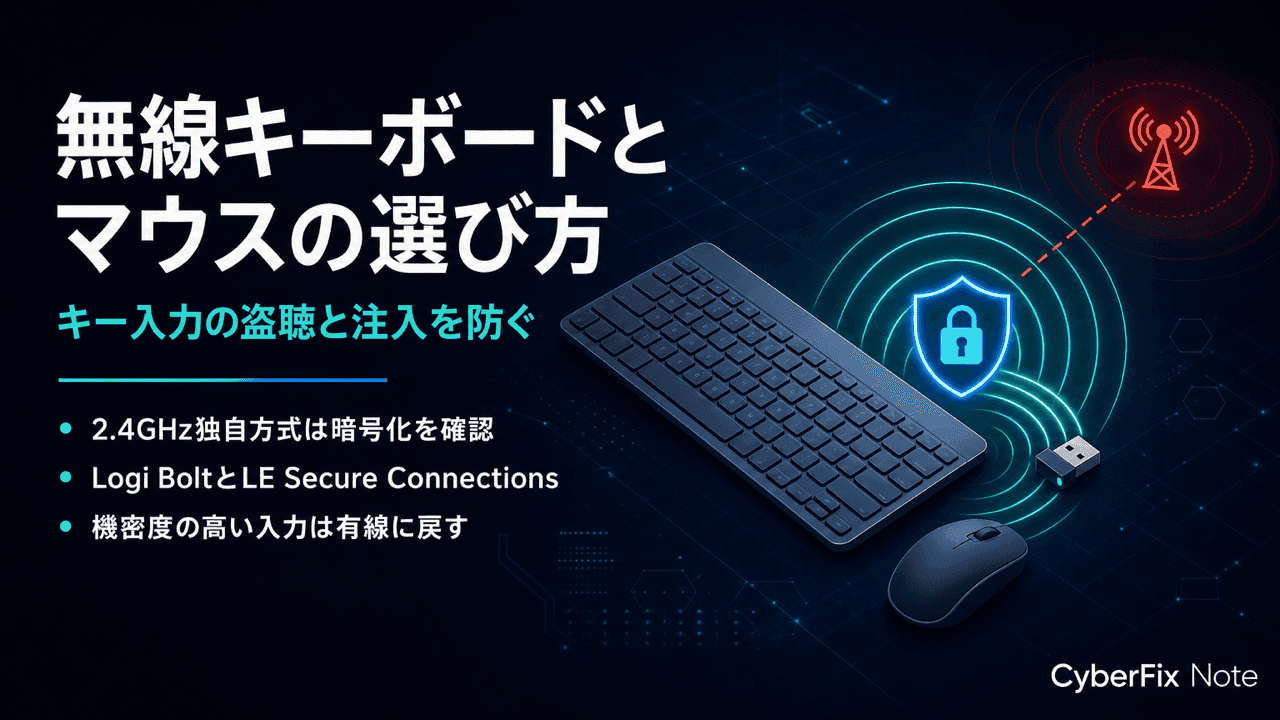 キー入力の盗聴と注入を防ぐ無線キーボードとマウスの選び方