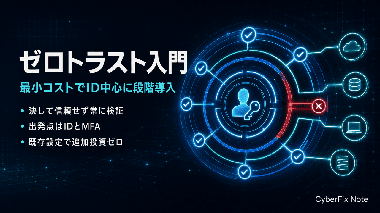 ゼロトラストを最小コストで取り入れる。考え方とID中心の段階導入