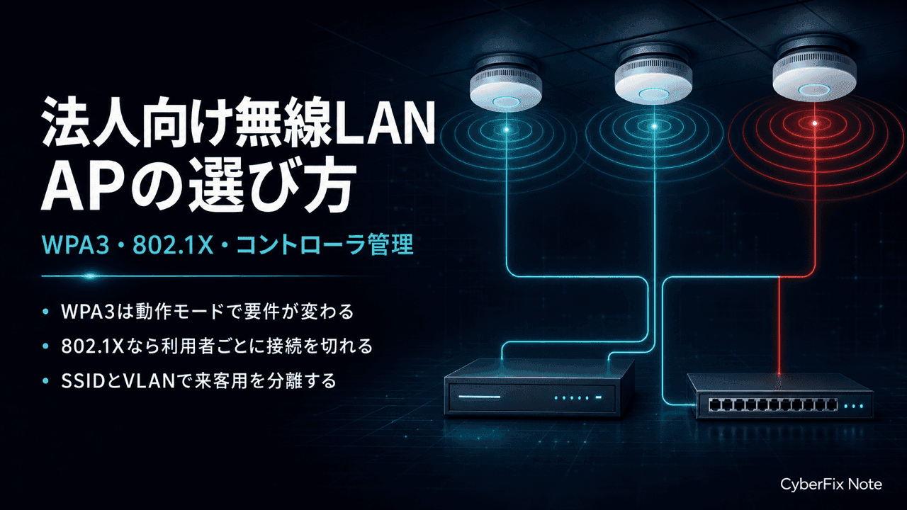 法人向け無線LANアクセスポイントの選び方。WPA3と802.1X認証、コントローラ管理で選ぶ業務用AP