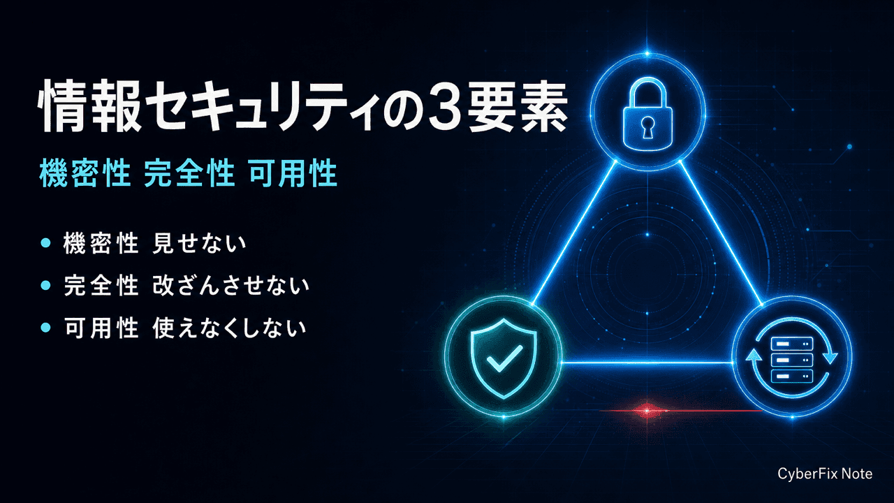 情報セキュリティを機密性と完全性と可用性で整理する考え方