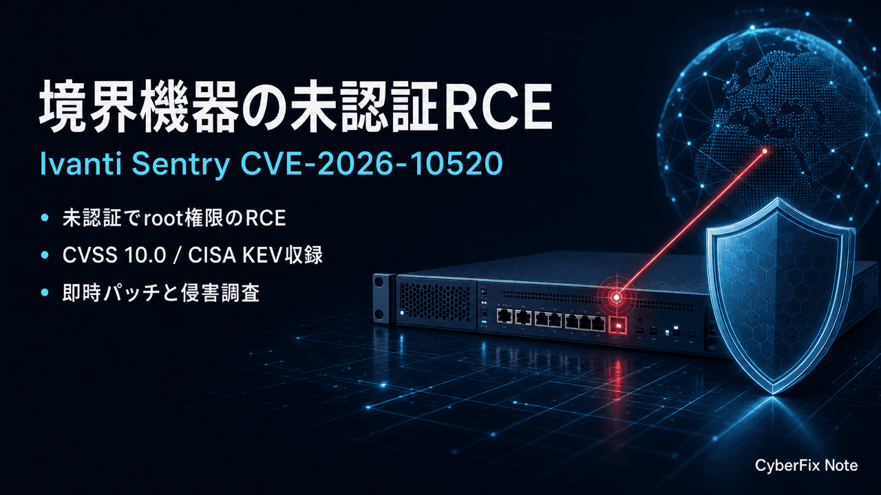 Ivanti SentryのCVE-2026-10520が示す、境界アプライアンスの未認証RCEへの向き合い方
