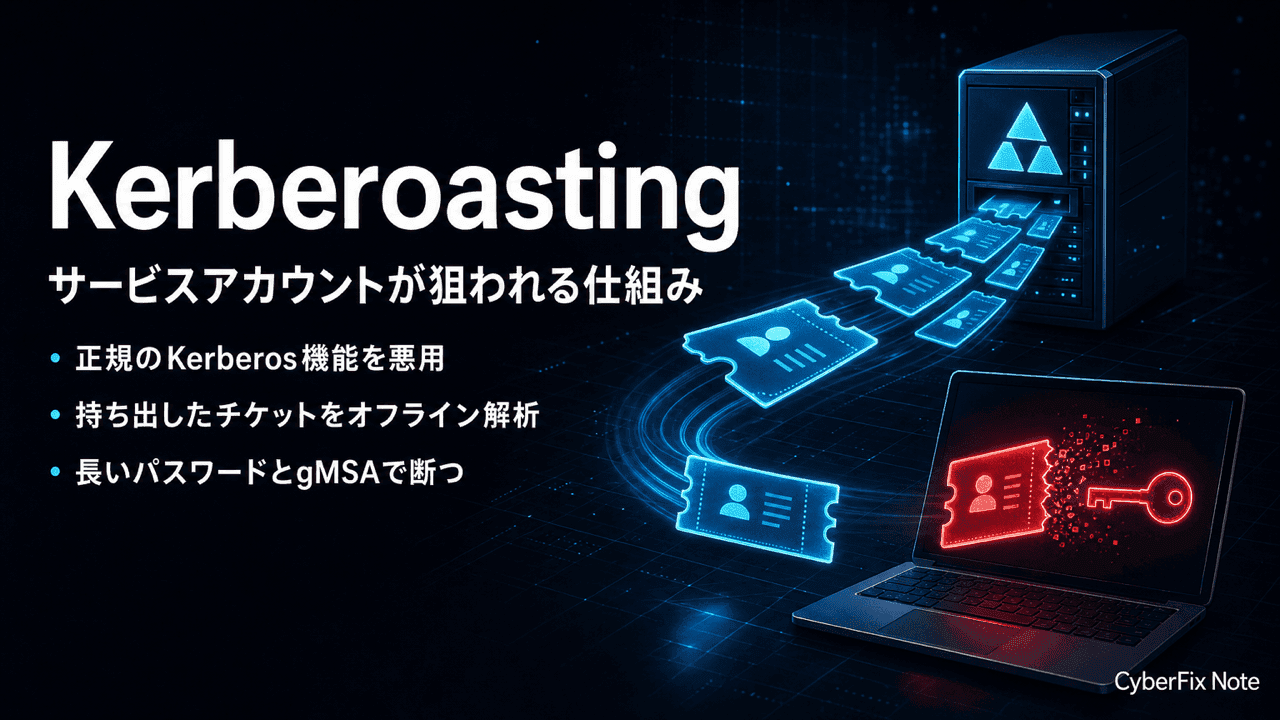 Kerberoastingとは何か。サービスアカウントの弱いパスワードが狙われる仕組みと対策