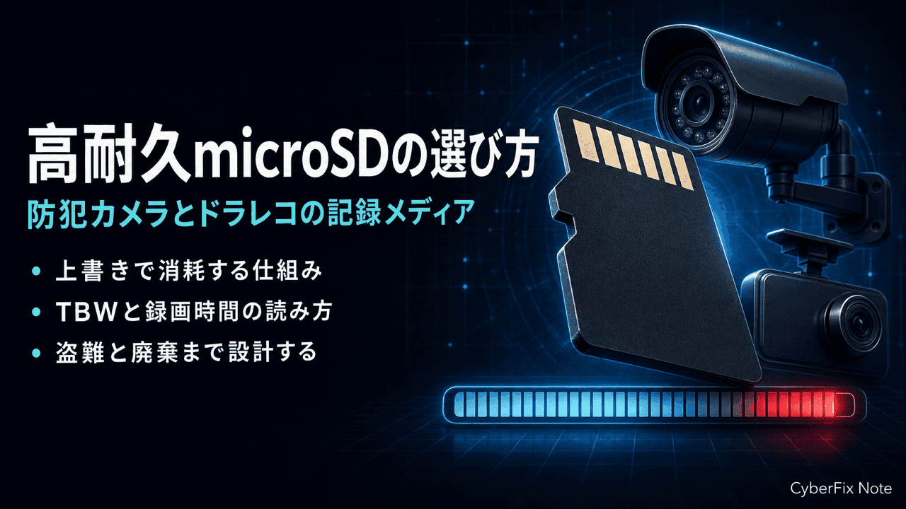 常時録画で消耗する前提で選ぶ高耐久microSDカードの選び方