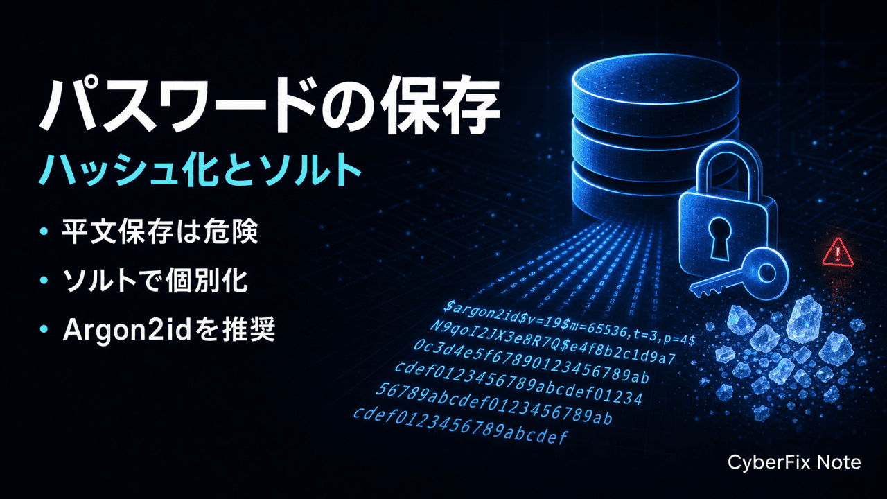パスワードはどう保存すべきか。ハッシュ化とソルトとストレッチングの基礎