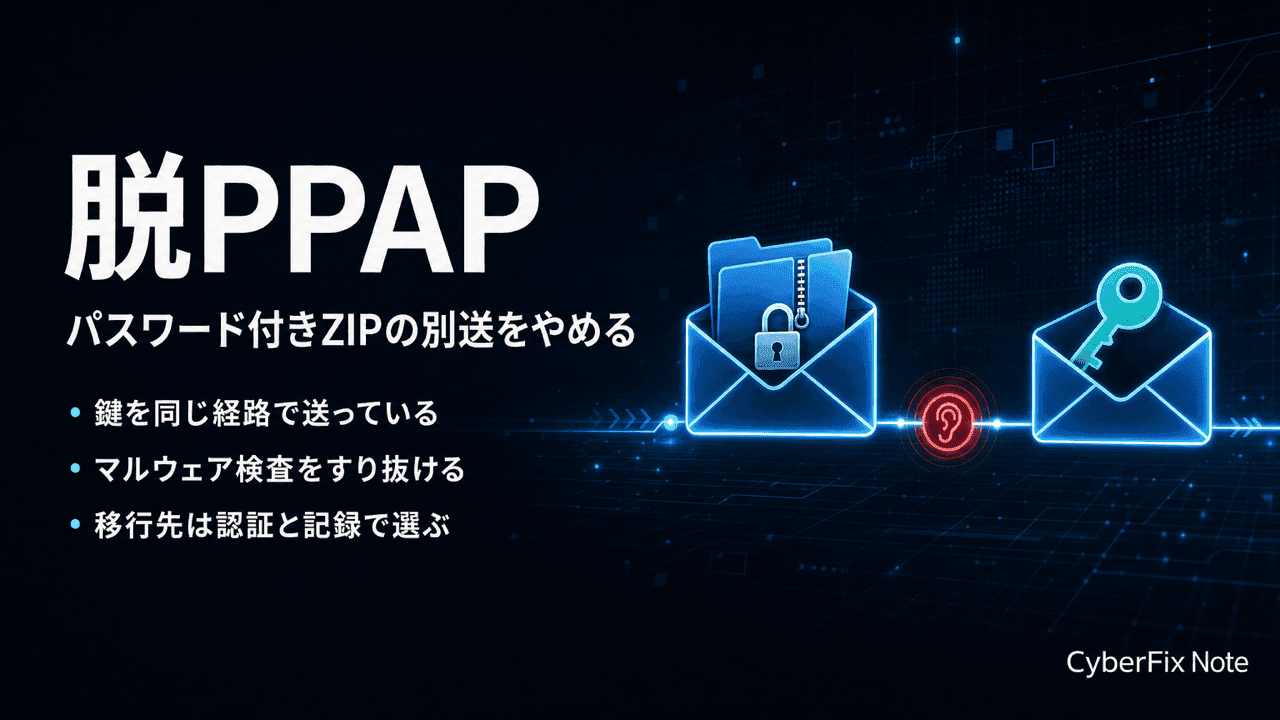 パスワード付きZIPの別送(PPAP)をやめる。守れていないものと移行先の選び方