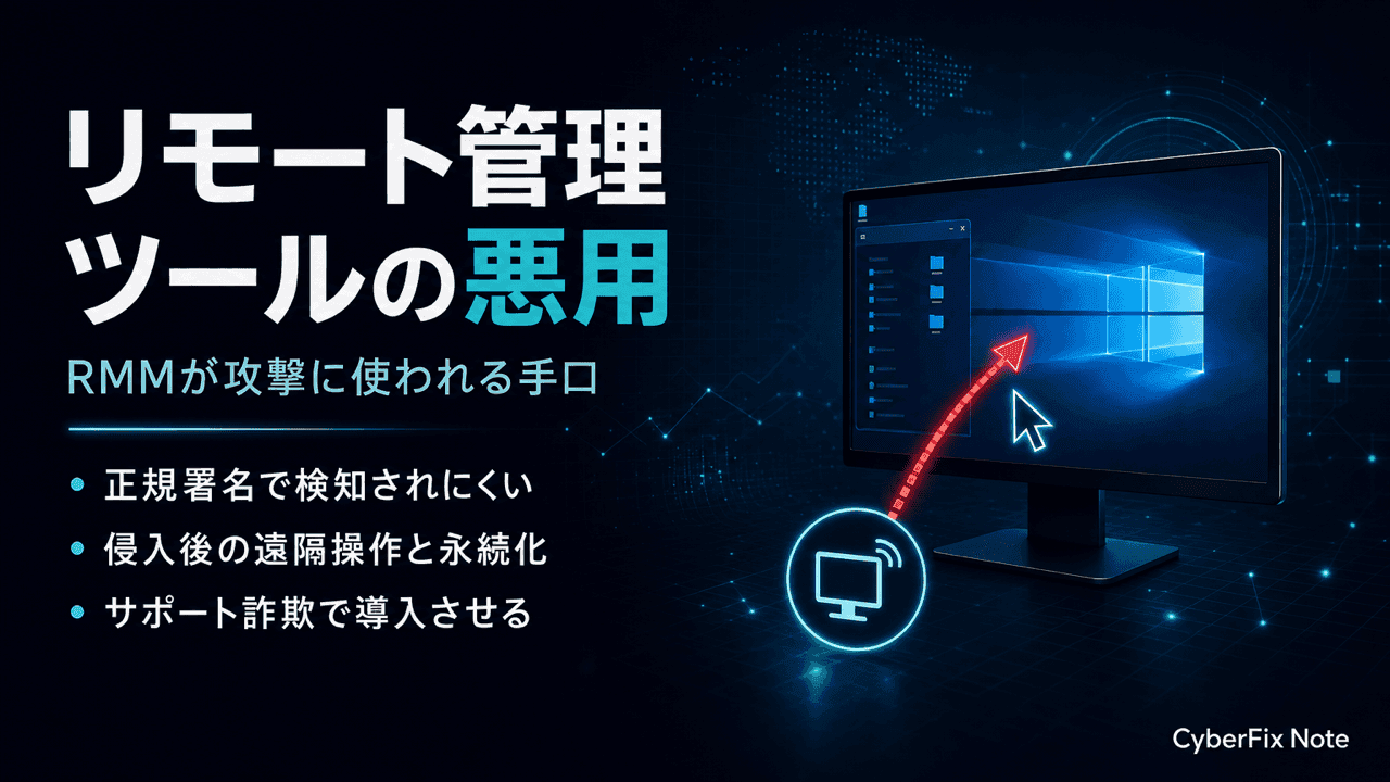 正規のリモート管理ツール(RMM)が攻撃に悪用される手口と防御