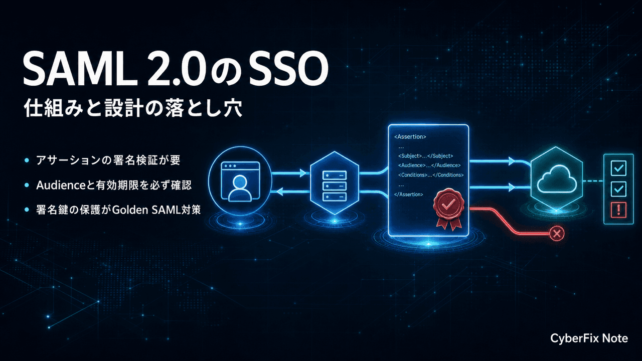 SAML 2.0によるSSOの仕組みと設計の落とし穴。アサーション検証から署名鍵の保護まで