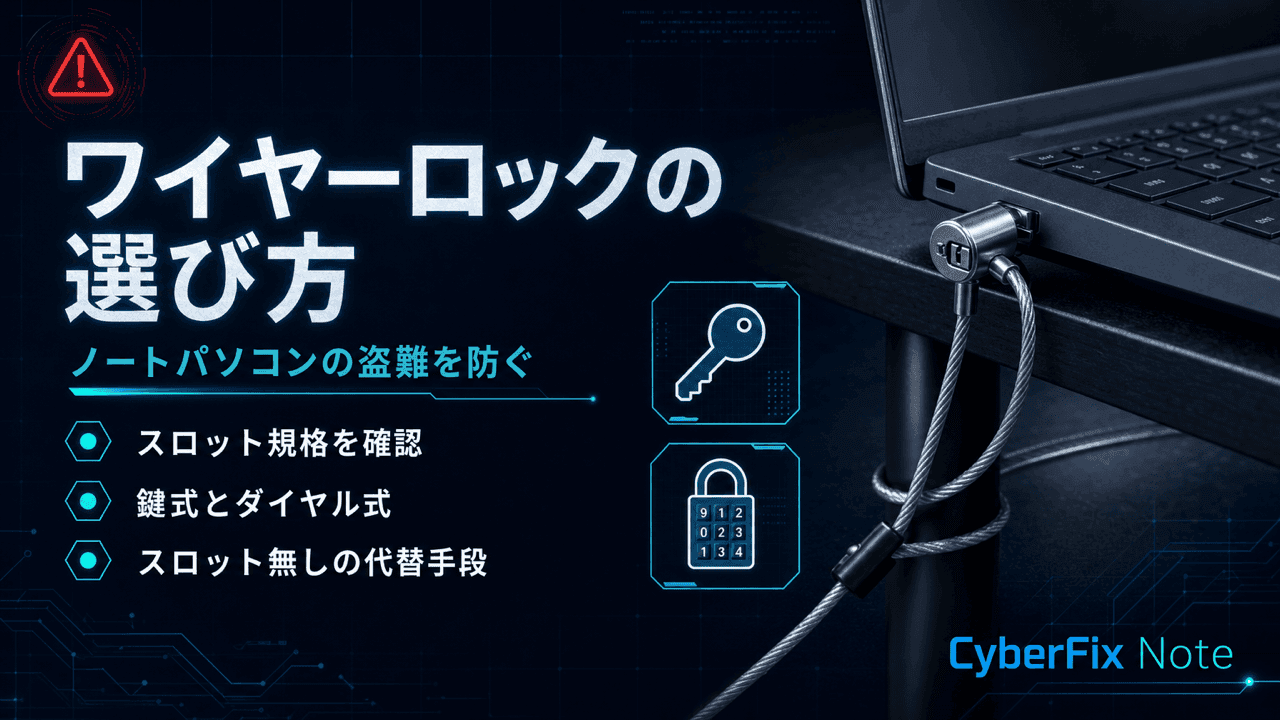 ノートパソコンの盗難を防ぐセキュリティワイヤーロックの選び方