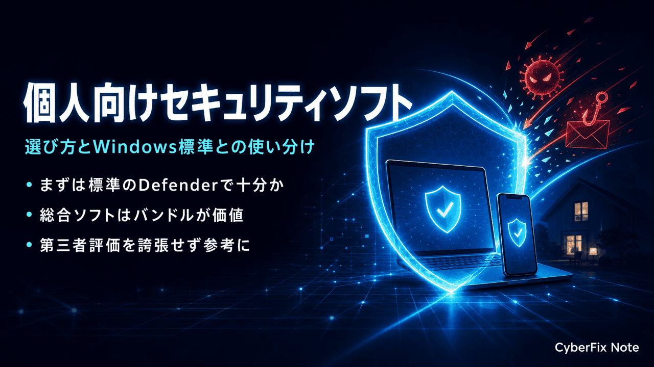 個人向けセキュリティソフトの選び方。Windows標準のDefenderとどう使い分けるか