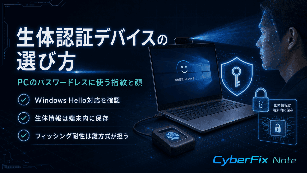 PCのパスワードレス化に使う生体認証デバイス(指紋・顔)の選び方