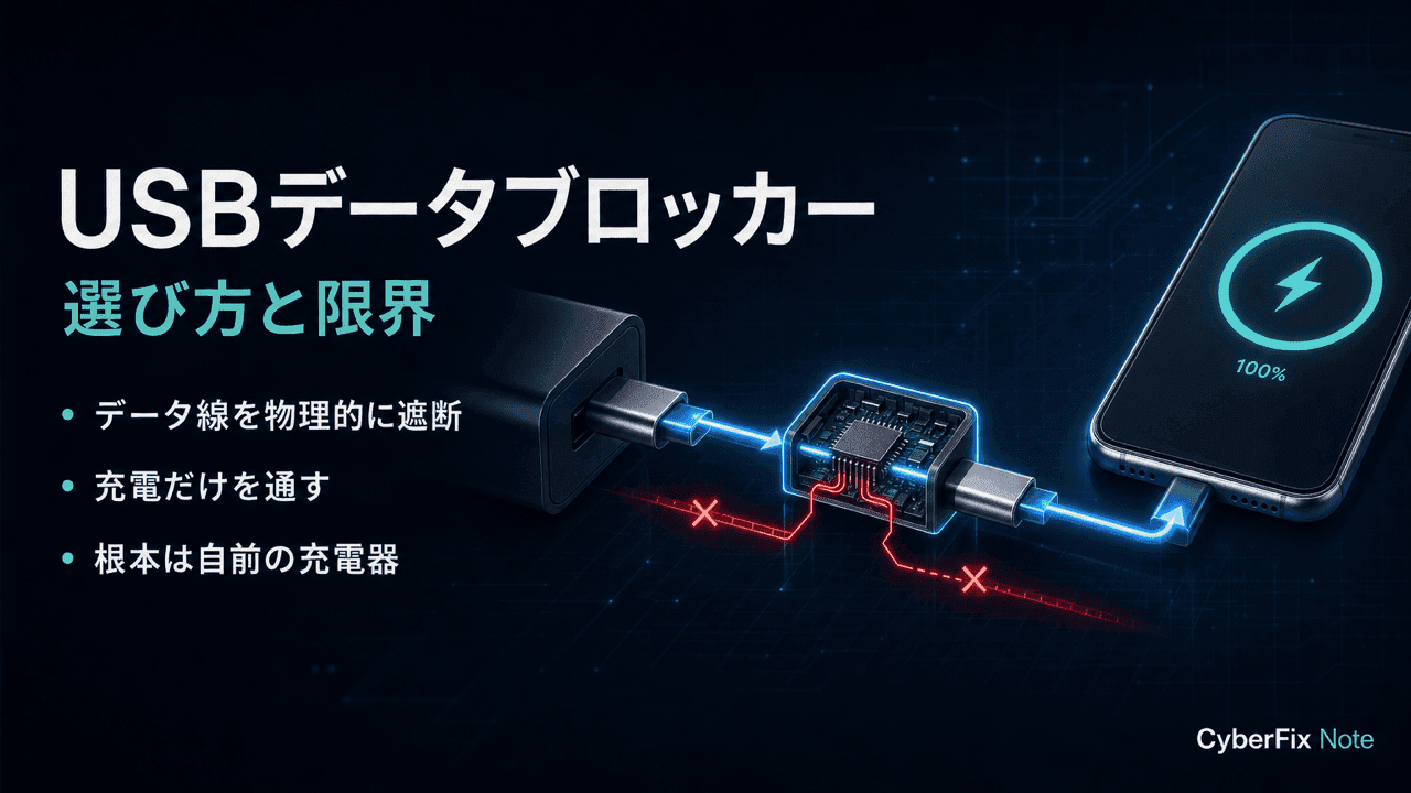 USBデータブロッカーの選び方。公共の充電スポットでデータ線を遮断して充電だけ通す