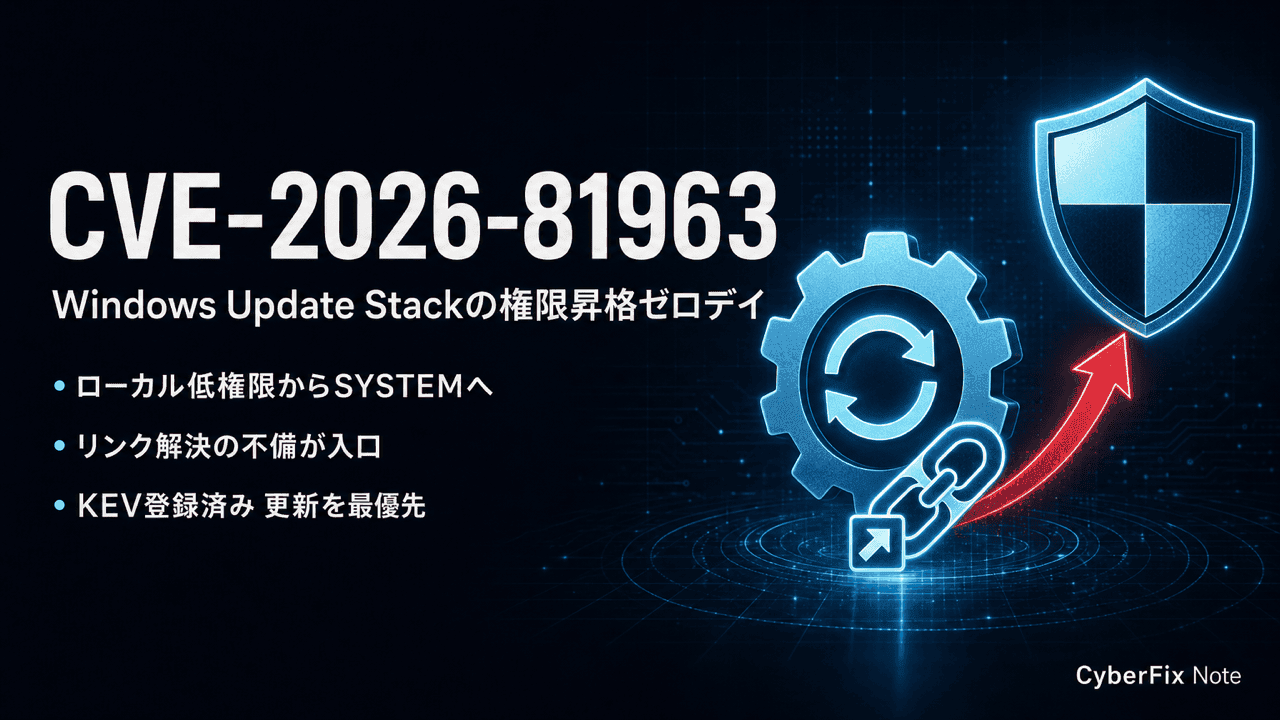 Windows Update Stackの権限昇格ゼロデイCVE-2026-81963と2026年9月更新の対応優先度