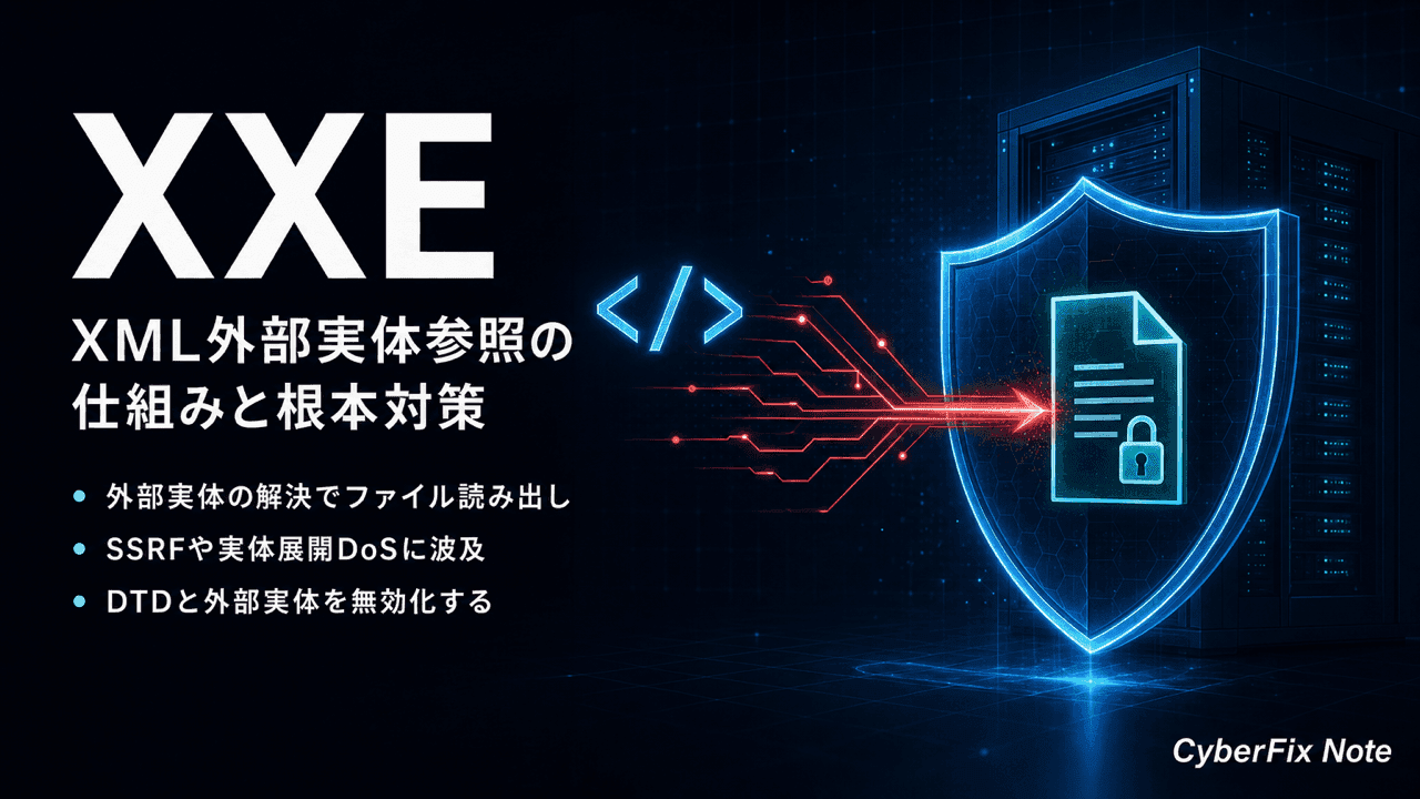 XXEとは何か。XML外部実体参照で起きる情報漏えいの仕組みとDTD無効化による根本対策