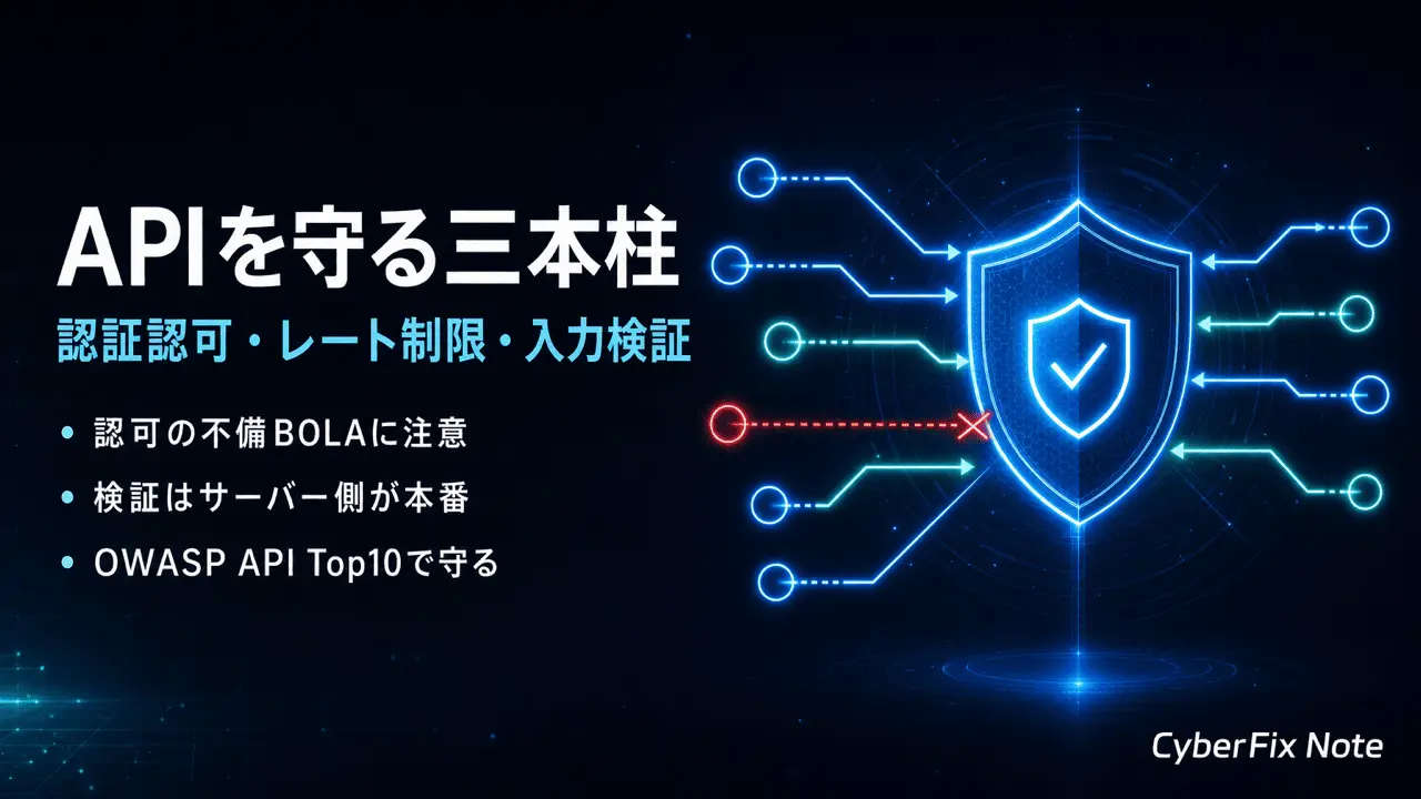 APIセキュリティの基本。認証認可・レート制限・入力検証とOWASP API Top 10で守る