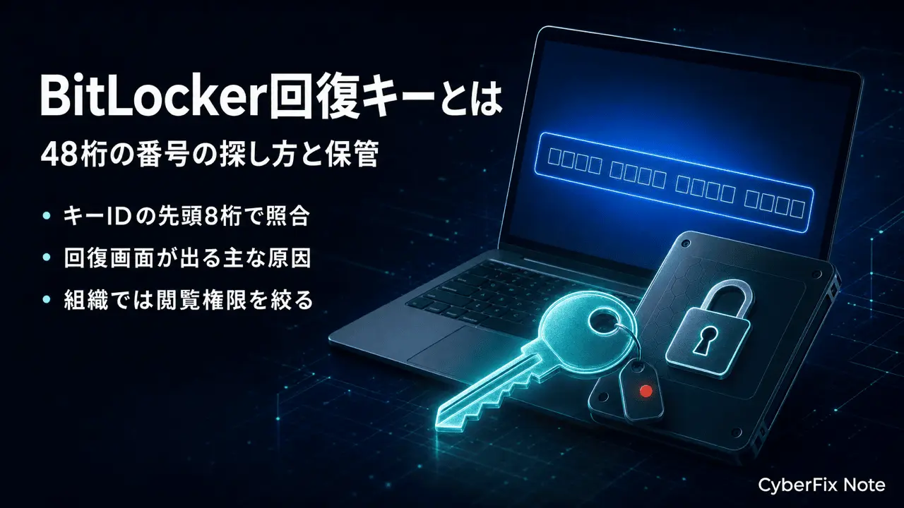 BitLocker回復キーとは何か、48桁の番号の探し方と回復画面が出る原因