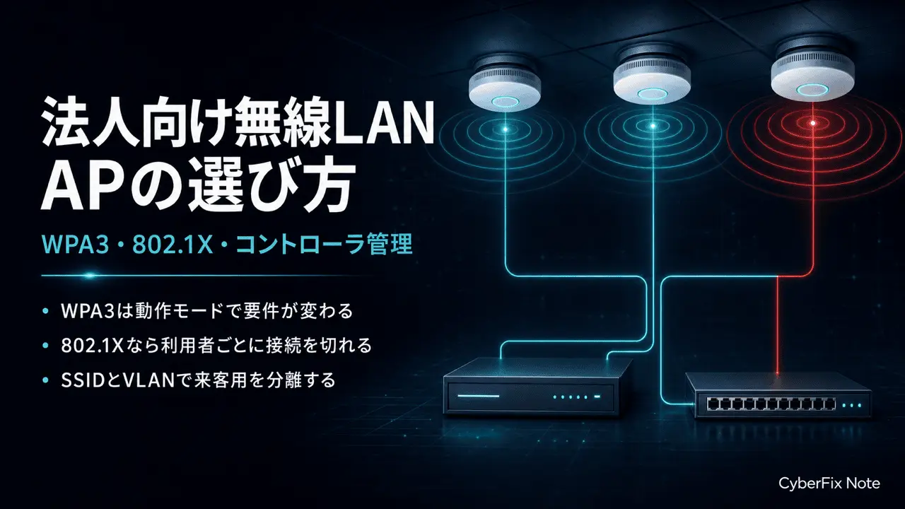 法人向け無線LANアクセスポイントの選び方。WPA3と802.1X認証、コントローラ管理で選ぶ業務用AP