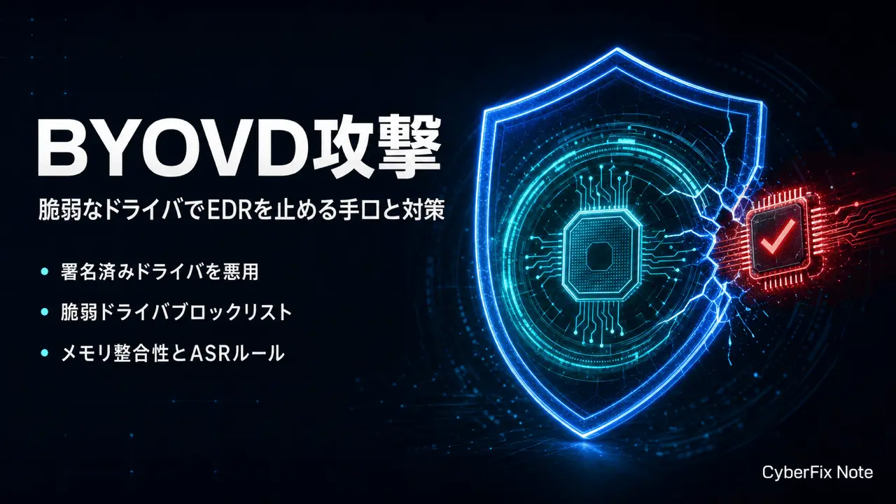 署名済みの脆弱なドライバでEDRを止めるBYOVD攻撃の仕組みと対策
