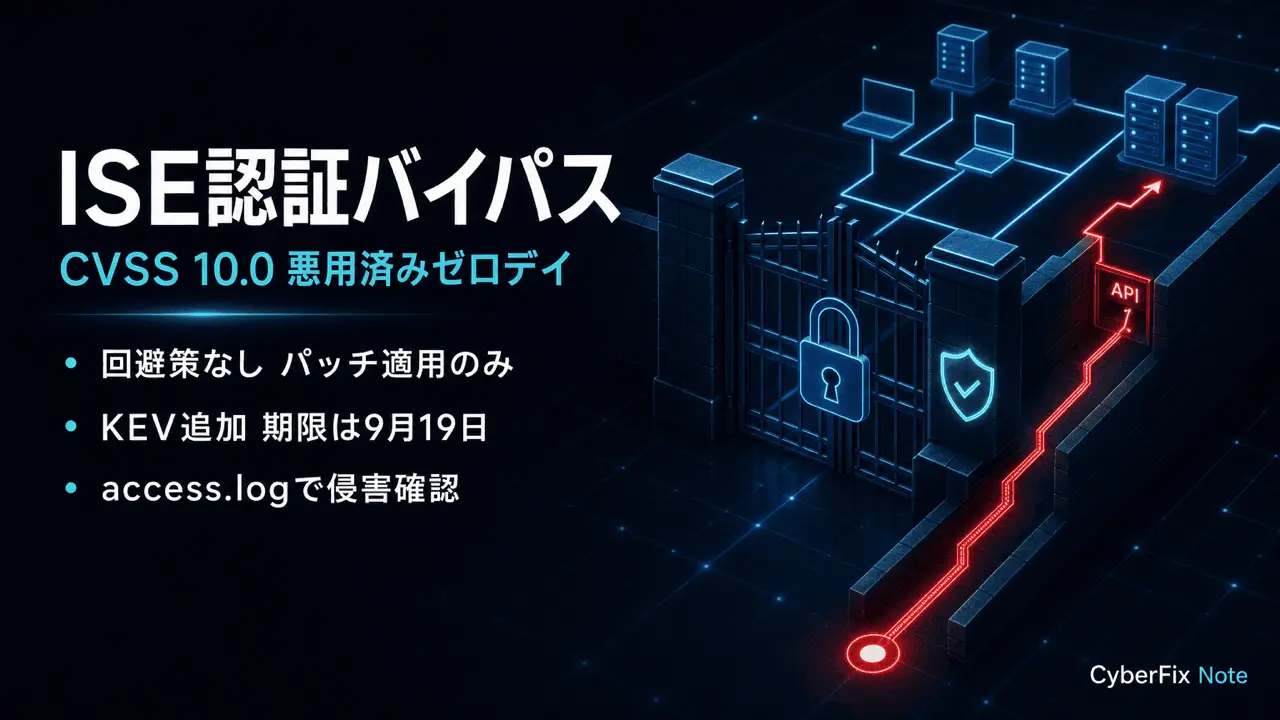 Cisco ISEの認証バイパスCVE-2026-76460(CVSS 10.0)。悪用済みゼロデイへの対応手順