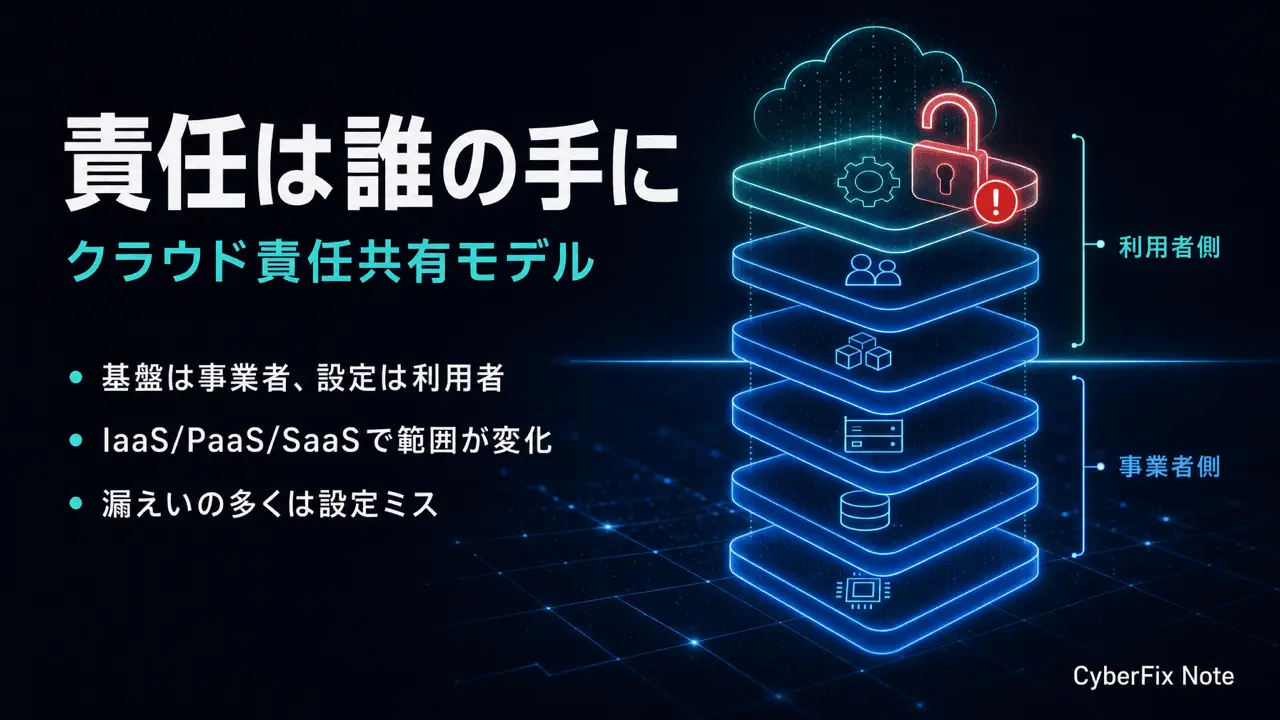 クラウドの責任共有モデルとガバナンス。IaaS/PaaS/SaaSで変わる責任範囲と設定ミスの所在