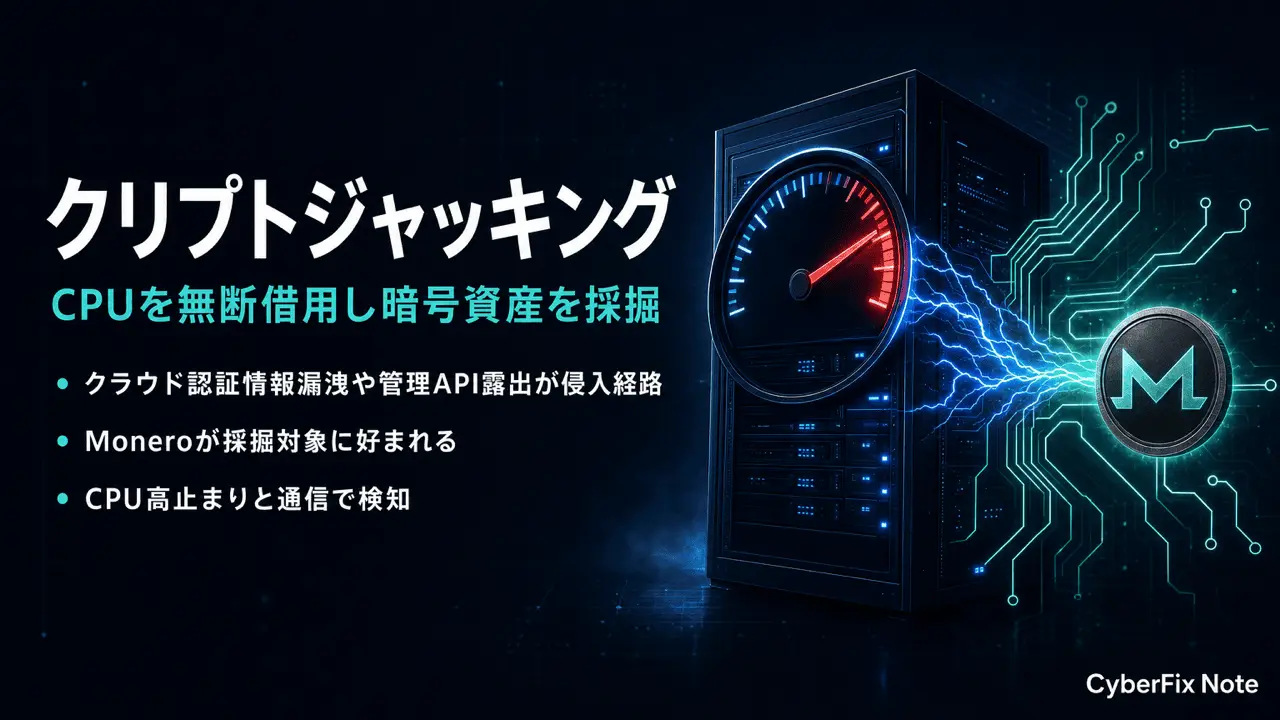 クリプトジャッキングの仕組みと対策。CPUを無断で借用され暗号資産を採掘される攻撃