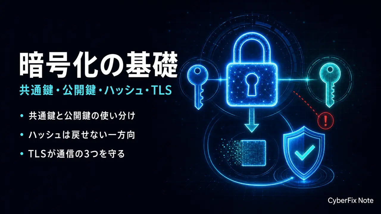 暗号化の基礎。共通鍵・公開鍵・ハッシュ・TLSはどう情報を守るのか