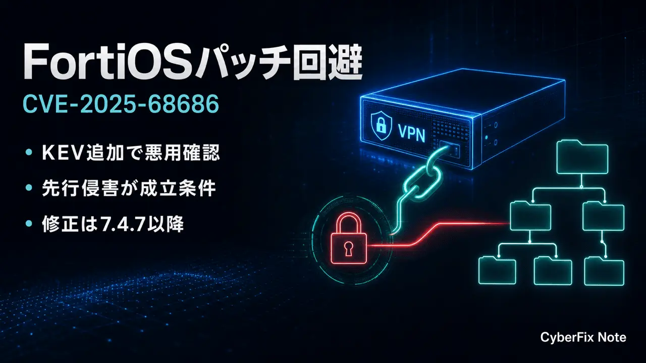FortiOS SSL-VPNのシンボリックリンク永続化パッチをすり抜けるCVE-2025-68686