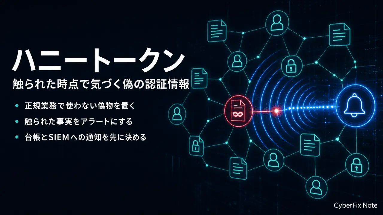 ハニートークンとデセプションで侵入に早く気づく。触られた時点で通知される偽の認証情報と偽ファイルの置き方