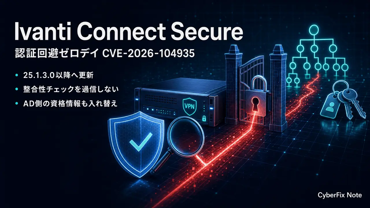 Ivanti Connect SecureのCVE-2026-104935がKEV入り、認証回避ゼロデイの影響版と侵害調査