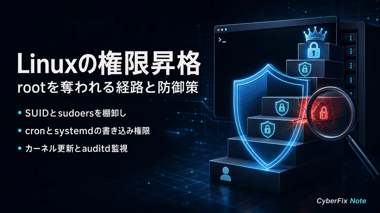 Linuxで一般ユーザーがrootを奪う典型経路と、SUIDやsudoersの棚卸しから始める防御策