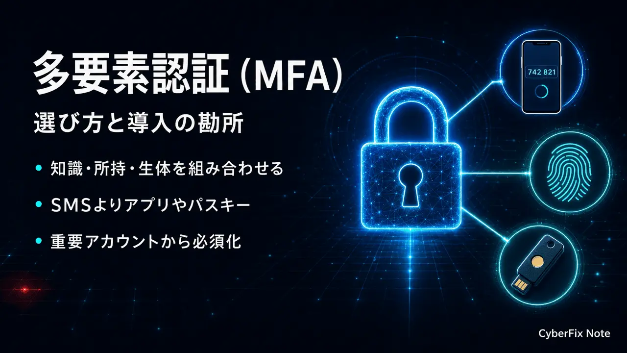 多要素認証（MFA）の選び方と導入の勘所。方式比較から運用まで徹底解説
