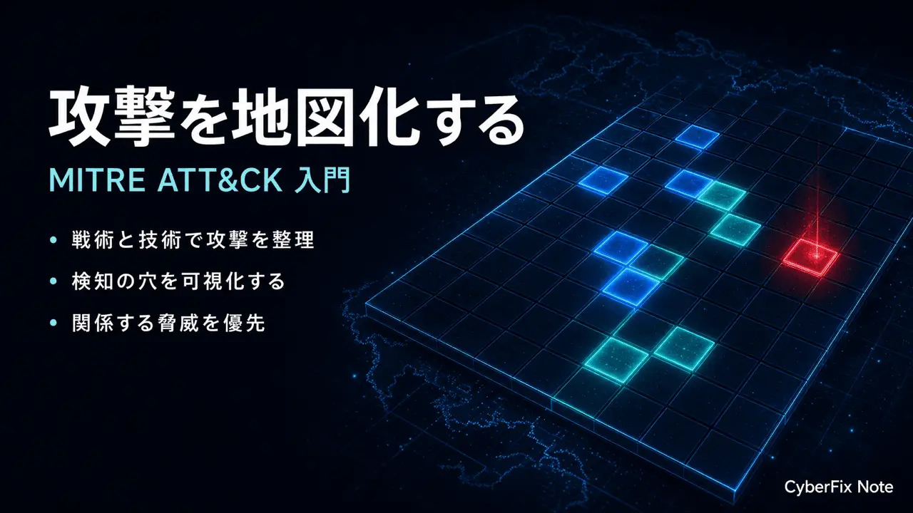 MITRE ATT&CKで攻撃を体系的に理解する。戦術と技術のマトリクスを検知・防御にどう活かすか